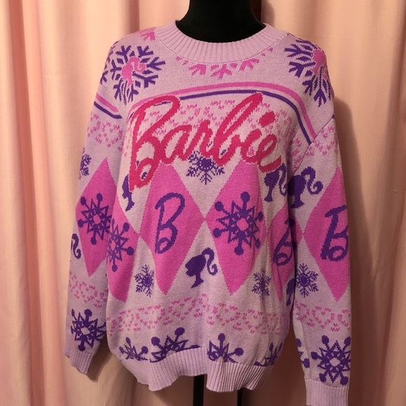 Barbie Sweaters - Barbie Pink and Purple Winter Holiday Sweater